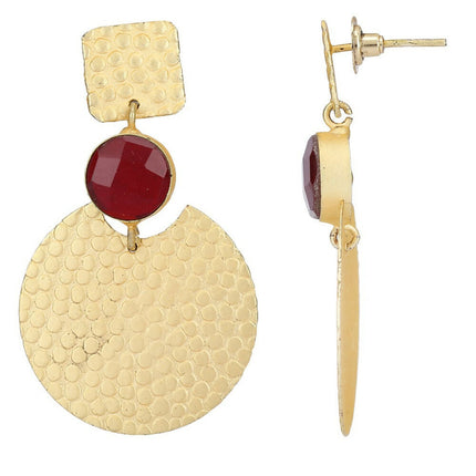 Joban Fashion Women Round Shape Matte Gold Earrings