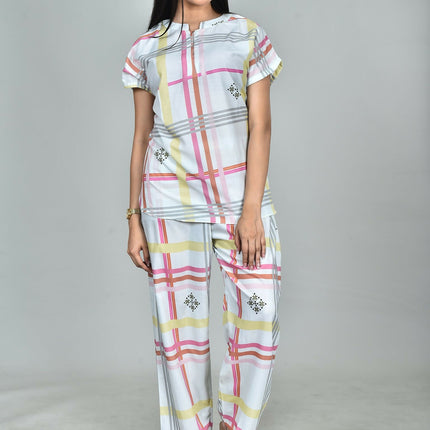 Morchari Digital Print Semi Muslin Co-Ord Set Top & Trouser-Multicolor