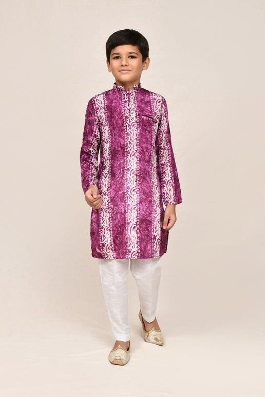 Joban Fashion Silk Purple Kurta With Straight Fit Pant