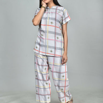 Morchari Digital Print Semi Muslin Co-Ord Set Top & Trouser-Multicolor