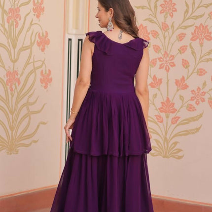 Aastha Fashion Purple Faux Blooming Beads Embroidered work Party Wear Designer Gown