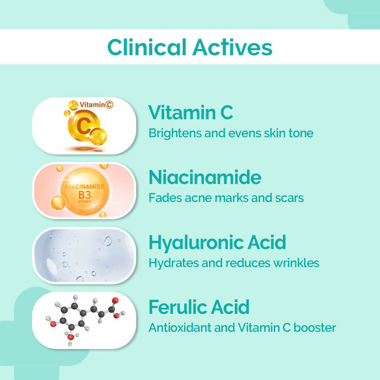 The Derma Co Radiance Combo - 10% Vitamin C Serum & 1% Hyaluronic Sunscreen Gel SPF 50 PA++++