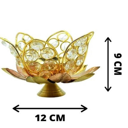 Puja N Pujari Kamal Patta Crystal Akhand Diya For Pooja