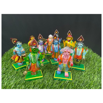 Hast Shilp Wooden Vishnu Dashavataram Golu Navrathri Golu Dolls Set Collectible Handicraft Art