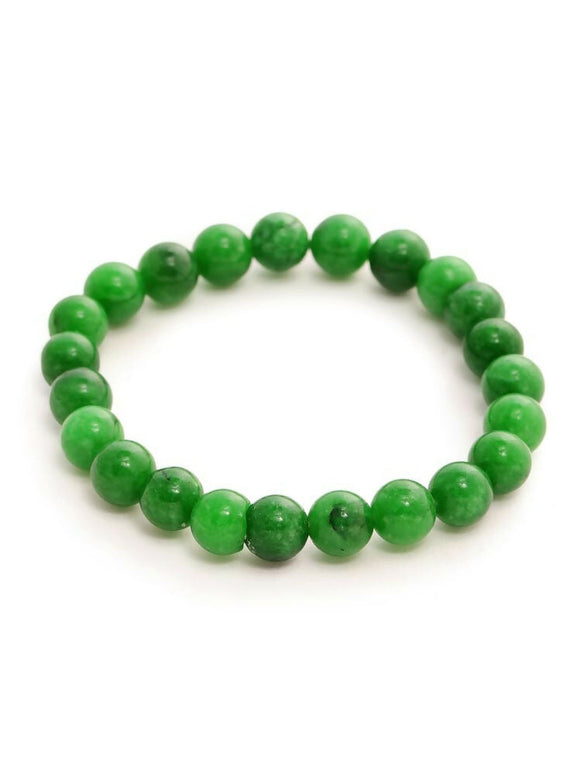 Green Jade Elastic Bracelet - Ruby Raang