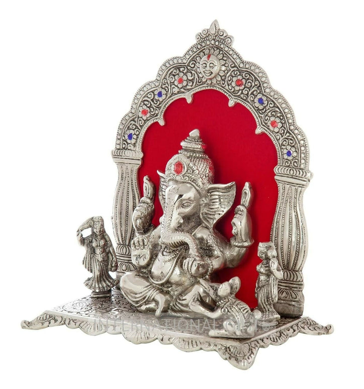 International Gift Silver-Plated Oxidized Finish Ganesha Idol