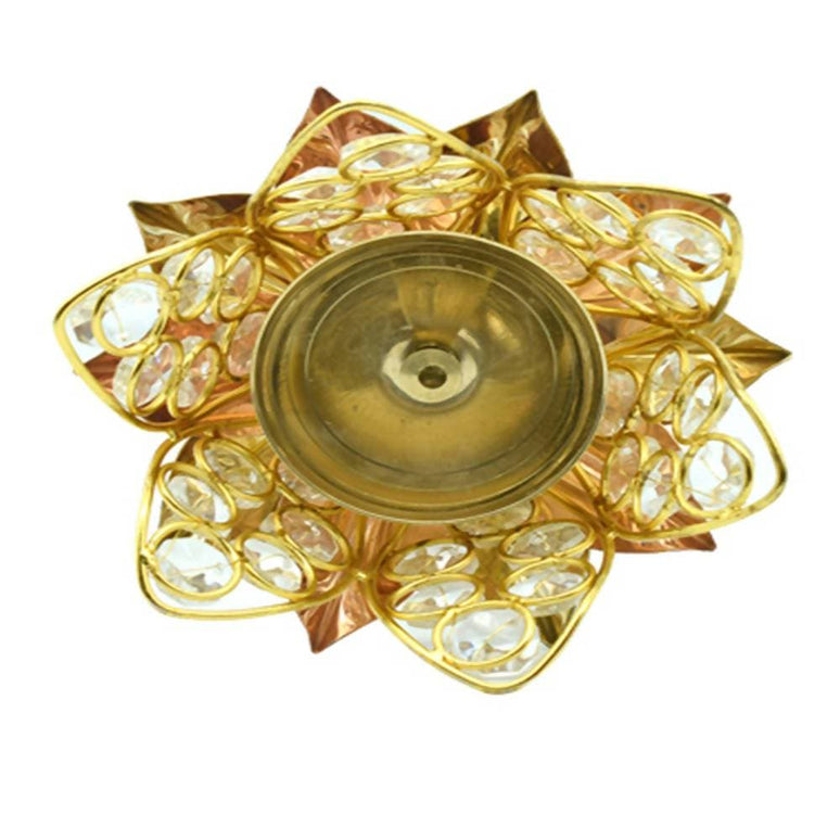 Puja N Pujari Kamal Patta Crystal Akhand Diya For Pooja