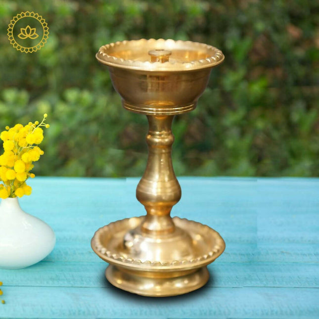 Brass Bowl Diya with Designed Stand