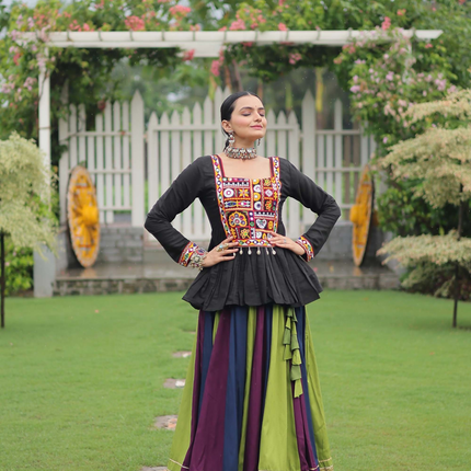 Lorenvalley Fashion Multicolor Rayon with Attractive Gota-Patti Lace Lehenga Choli