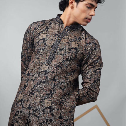 Black Modal Designer Printed Kurta Set - Mahotsav