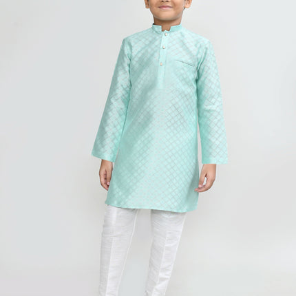 Joban Fashion Cotton Silk Pastel Green Kurta With Straight Fit Pant