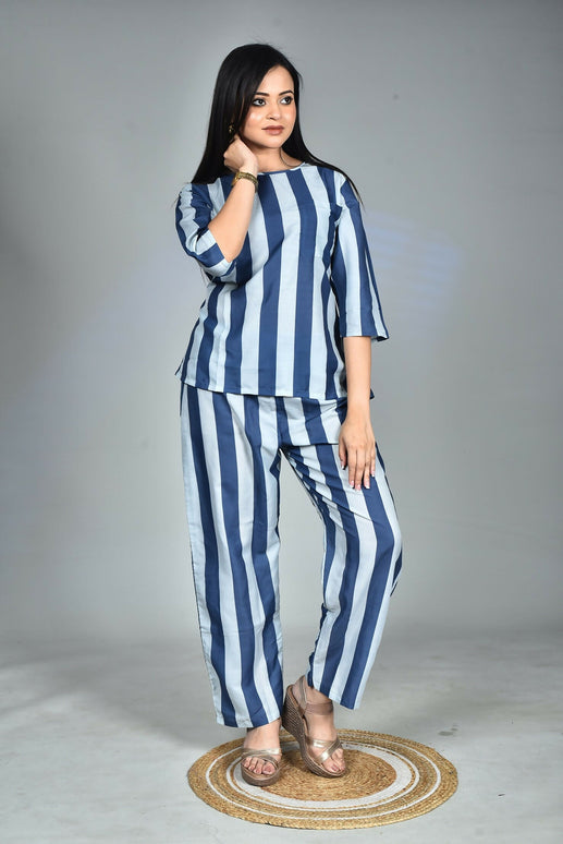 Morchari Digital Print Semi Muslin Co-Ord Set Top & Trouser-Multicolor