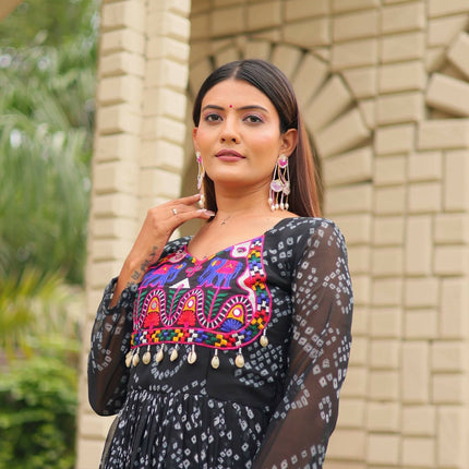 Aastha Fashion Black Faux Georgette Navratri Designer Gown Collection