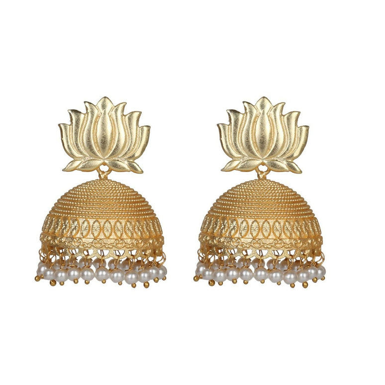 Joban Fashion Women Matte Gold Brass Jhumka