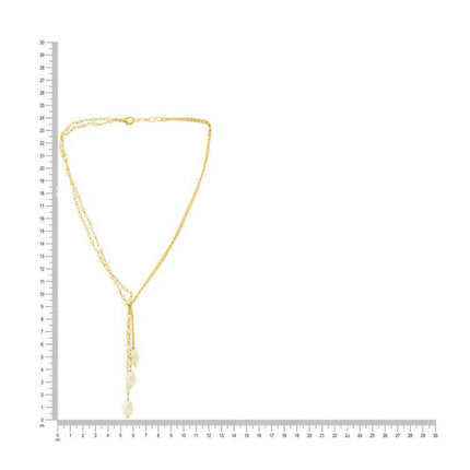 Beaded Pearl Drop One-Sided Layered Necklace - Ruby Raang