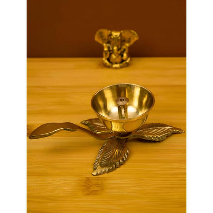Spillbox Gold-Toned Brass 3 leaf Nanda Pooja Essential