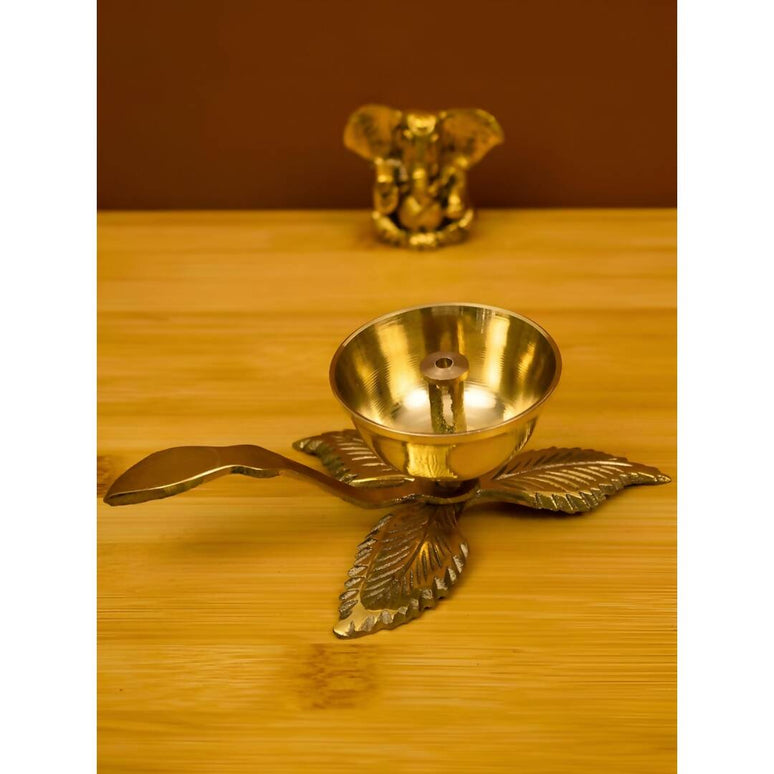 Spillbox Gold-Toned Brass 3 leaf Nanda Pooja Essential