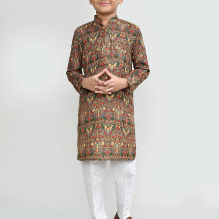 Joban Fashion Cotton Multicolor Kurta With Straight Fit Pant
