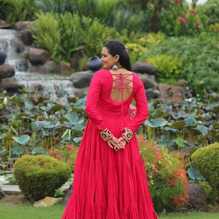 Aastha Fashion Pink Rayon Party Wear Designer Gown Collection