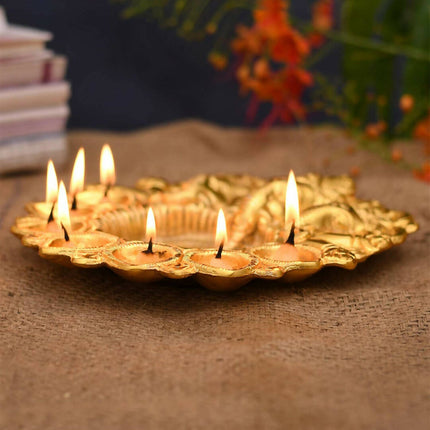 Craftvatika Gold-Toned Metal Lord Ganesha Design Kuber Diya