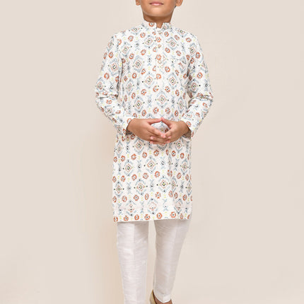 Joban Fashion Cotton White Kurta With Straight Fit Pant