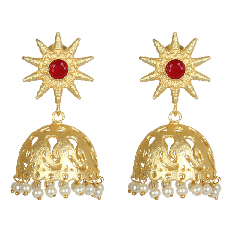 Joban Fashion Women Matte Gold Brass Jhumka