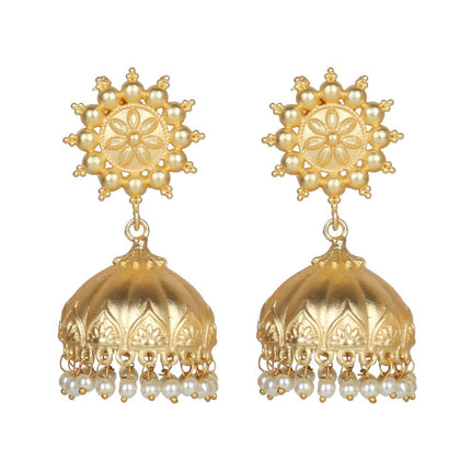 Joban Fashion Women Matte Gold Brass Jhumka