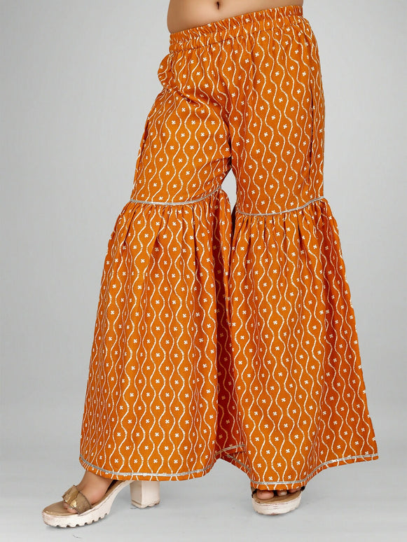 Divine Drape Girls Rayon Yellow Printed Straight Kids Kurta Sharara With Dupatta