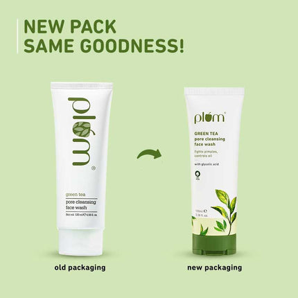 Plum Green Tea Pore Cleansing Face Wash With Glycolic Acid - Fights Acne & Oil For Clear Skin