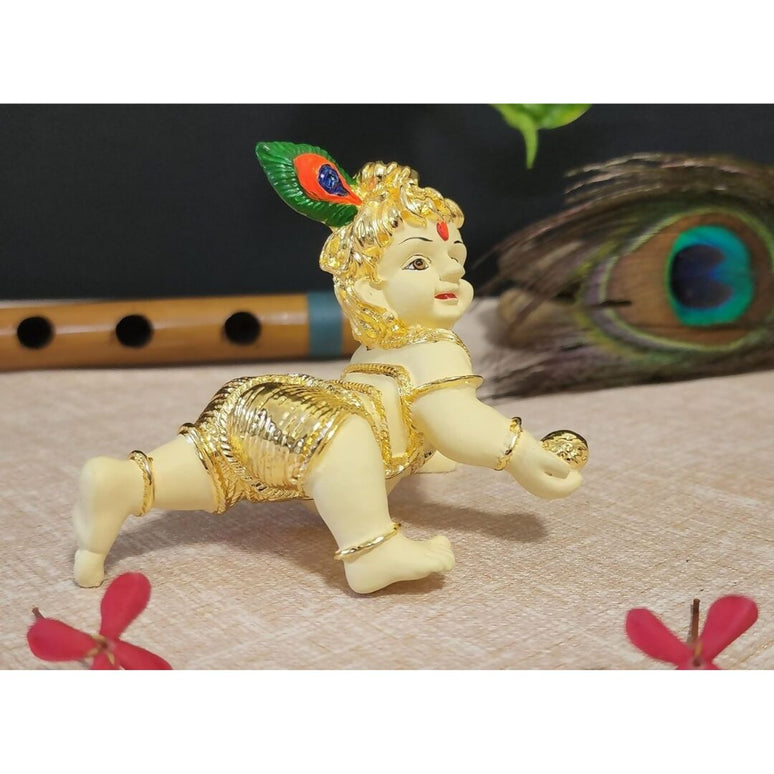 Gold Art India Silver Polished Matte Laddu Gopal Idol