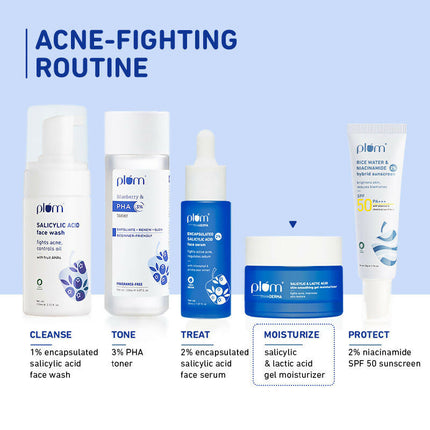 Plum Salicylic & Lactic Acid Skin-Smoothing Gel Moisturizer - For Active Acne & Oil-Free Hydration