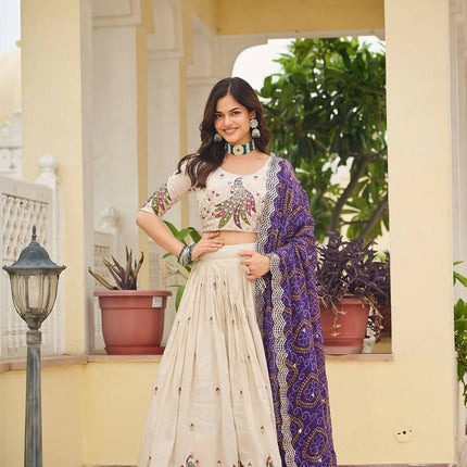 Aastha Fashion Off White Pure Tissue silk Designer Lehenga Choli Collection