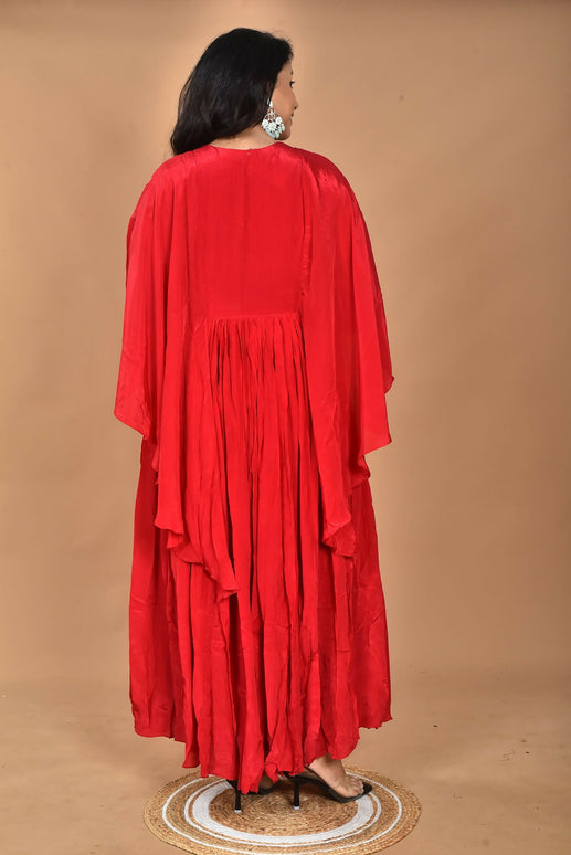 Morchari Kaftan Zari Embroidery Work Gown-Red