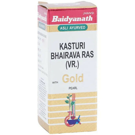 Baidyanath Jhansi Kasturi Bhairava Ras (Vr) With Gold Pearl Tablets