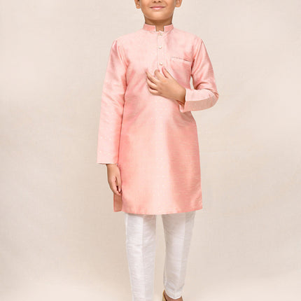 Joban Fashion Silk Peach Kurta With Straight Fit Pant