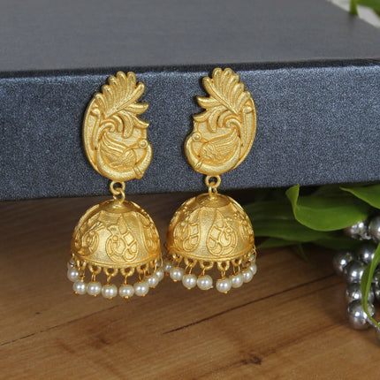 Joban Fashion Women Matte Gold Brass Jhumka