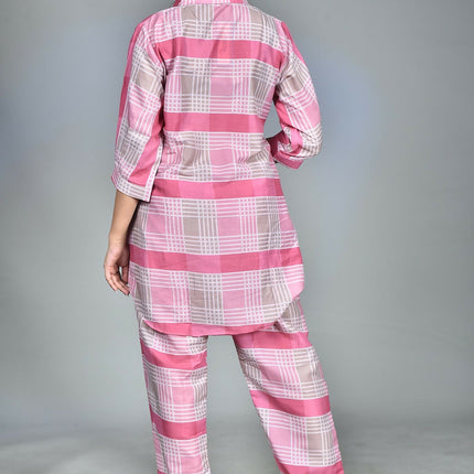 Morchari Digital Print Semi Muslin Co-Ord Set Top & Trouser-Multicolor