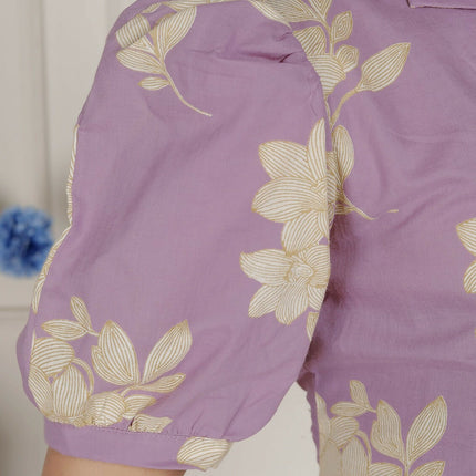 Miravan Womens Lavender Floral Printed A-Line Maxi Dress