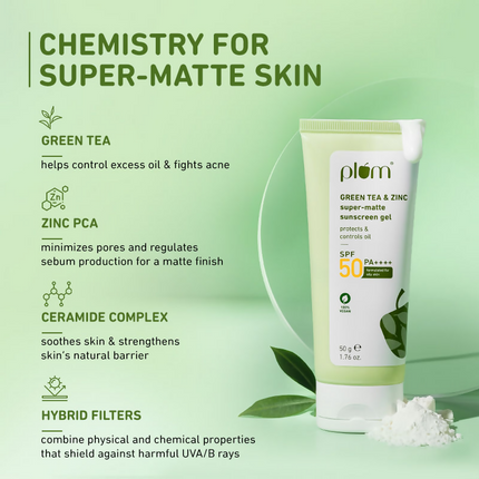 Plum Green Tea & Zinc Super-Matte Sunscreen Gel SPF 50 PA ++++