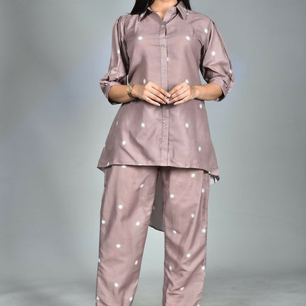 Morchari Digital Print Semi Muslin Co-Ord Set Top & Trouser-Multicolor