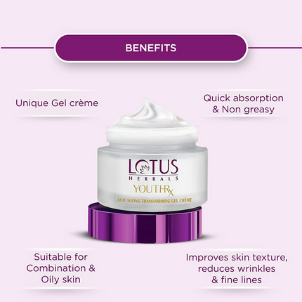 Lotus Herbals Youthrx Anti Ageing Transforming Gel Cream
