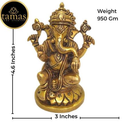 Tamas Brass Lord Ganesha Idol for Home & Office Temple (Golden)