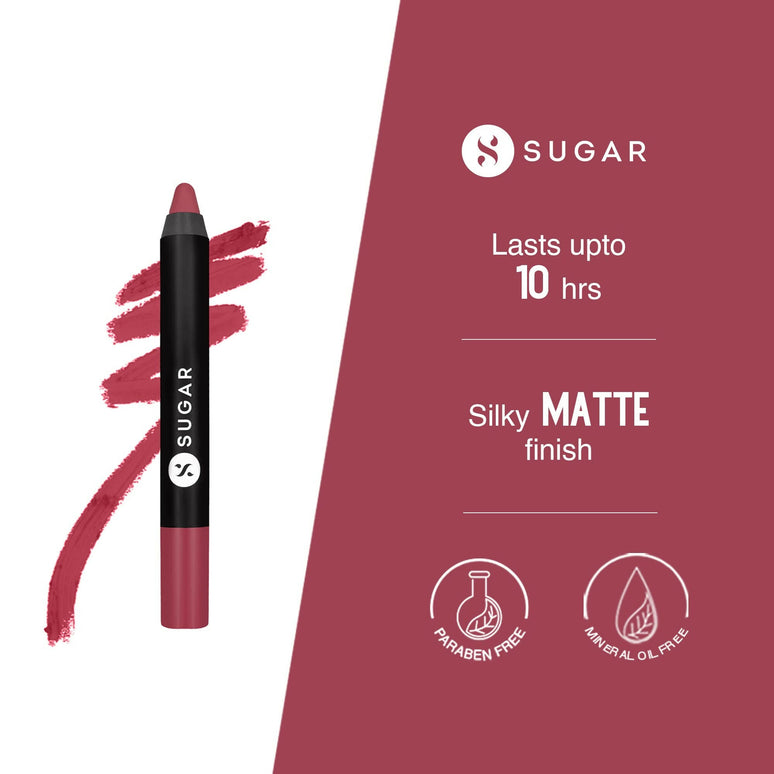 Sugar Cosmetics Matte as Hell Lip Crayon Lasts upto 8hrs, Water Resistent Lipstick for Women - 28 Honey Rider