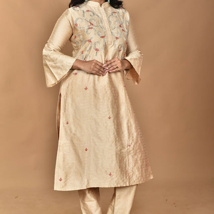 Morchari Women And Hand Embroidery Co-Ord Set-Beige