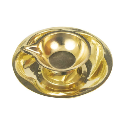 Spillbox Gold-Toned Brass Lotus Diya Round Pooja Essential