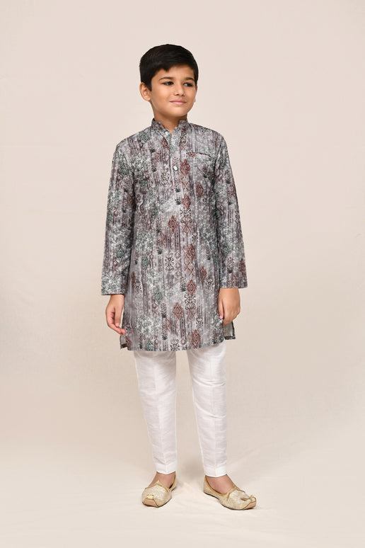 Joban Fashion Cotton Silk Multicolor Kurta With Straight Fit Pant