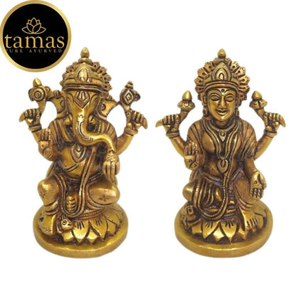 Tamas Brass Lord Ganesh Lakshmi Statue (Golden)