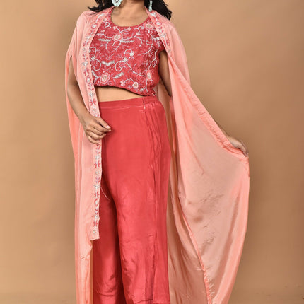 Morchari Women Hand Embroidery Crop Top-Rust