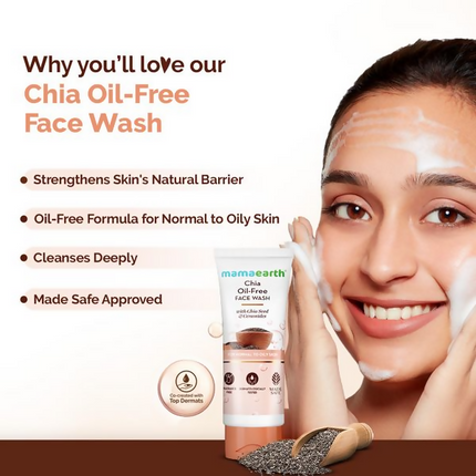 Mamaearth Chia Oil-Free Face Wash with Chia Seed & Ceramides for Normal to Oily Skin