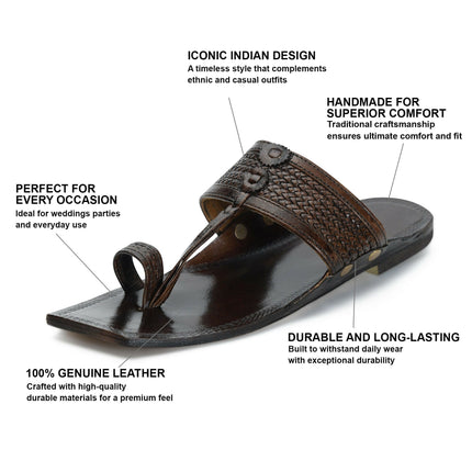 Stepsoft Men'S Square-Toe Kolhapuri | Handcrafted Brown Leather Ethnic Slippers